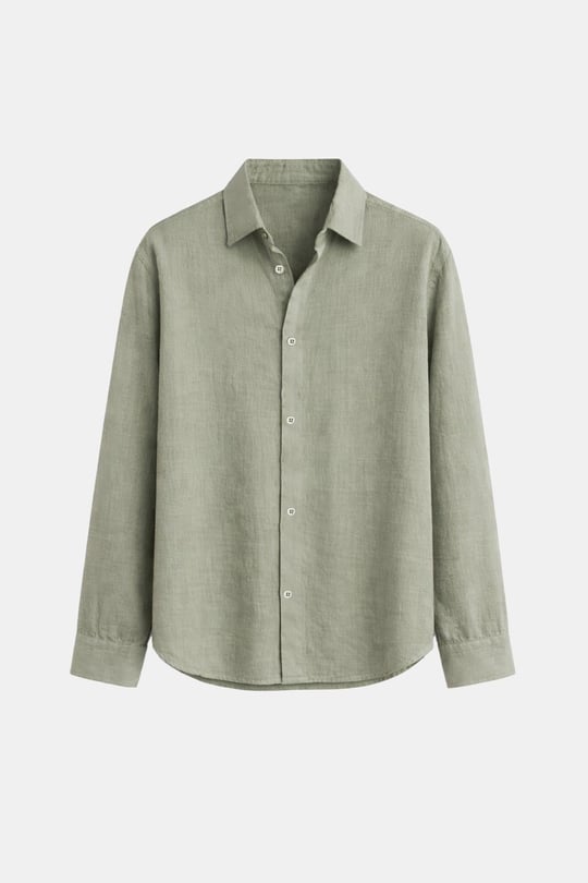 Basic Keten Oversize Gömlek Haki