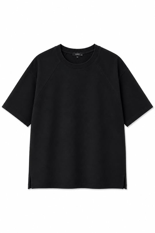 Oversize Reglan Kol Basic Tişört Siyah
