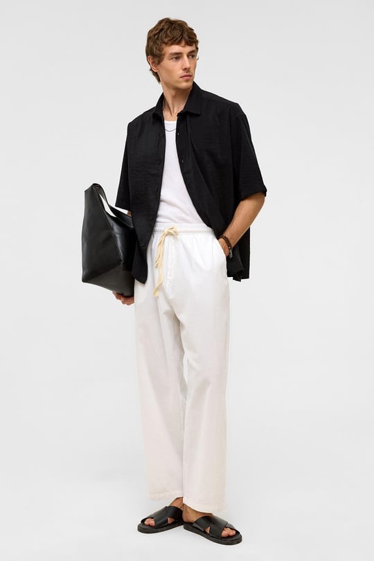 Basic Oversize Kısa Kollu Modal  Gömlek Siyah