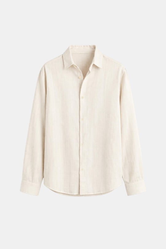 Basic Keten Oversize Gömlek Bej