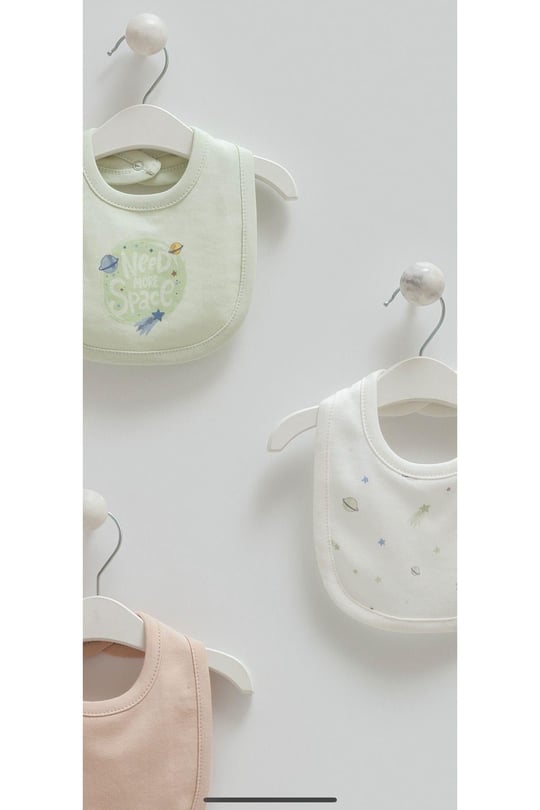 3Lü Mama Önlük (0-12 Ay Bebekler İçin Uyumlu) 3Lü Önlük %100 Pamuk Mama Önlüğü Yeşil Renk