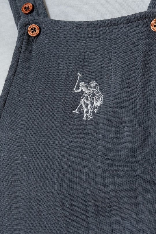 U.S. Polo Assn Erkek Bebek 2 li Salopet T-shirt Takım Gri