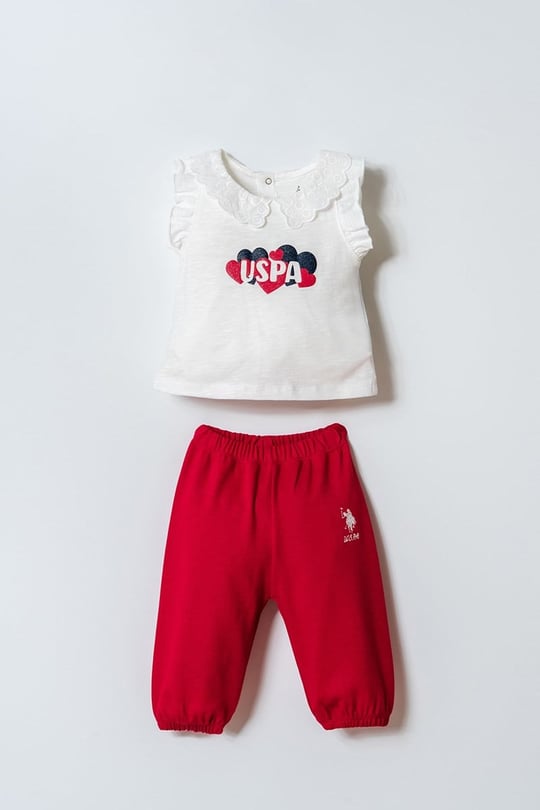 U.S. Polo Assn Kız Bebek  2li Takım Beyaz
