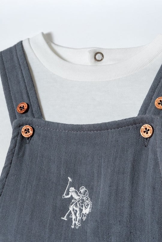 U.S. Polo Assn Erkek Bebek 2 li Salopet T-shirt Takım Gri
