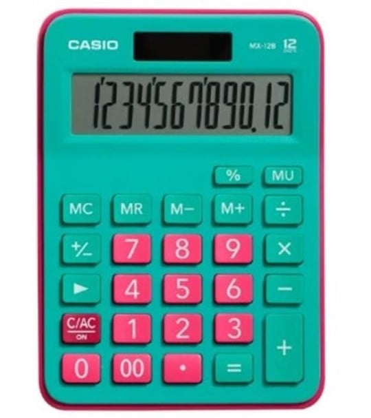 Casio Hesap Makinesi MX-12B-GNRD Yeşil Pembe