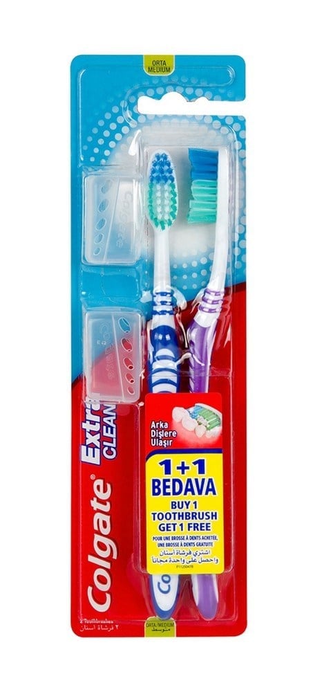 Colgate Extra Clean 1+1 Diş Fırçası Orta x12 li Paket