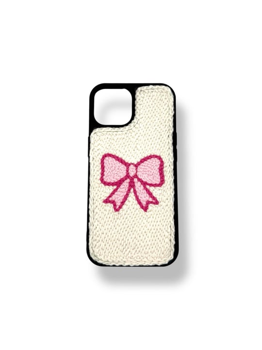 PUNCH İŞLEMELİ KILIFLARDIVERSECASEPNCH123Apple Iphone 15 Pro Punch İşlemeli Kılıf - Pembe Kurdele Desenli