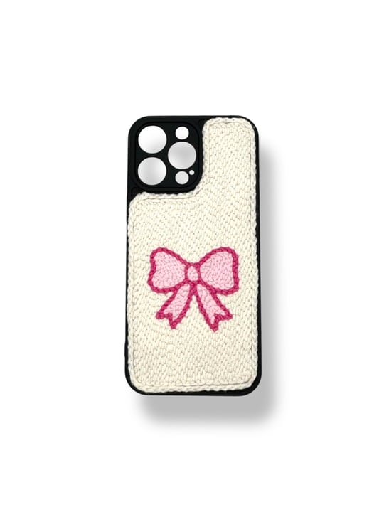 PUNCH İŞLEMELİ KILIFLARDIVERSECASEPNCH130Apple Iphone 16 Pro Punch İşlemeli Kılıf - Pembe Kurdele Desenli