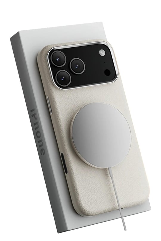 Apple iPhone 17 Pro MagSafe Uyumlu Deri Telefon Kılıfı – Beyaz Wonder Seri