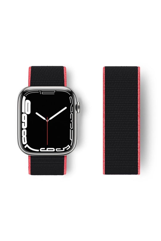 HASIR BEZ KORDONLARNEWFACEHSR06Apple Watch 38mm/40mm/41mm Hasırlı Cırtcırtlı Kordon - Pembe-Siyah