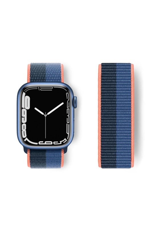 HASIR BEZ KORDONLARNEWFACEHSR16Apple Watch 42mm / 44mm / 45mm / 46mm / 49mm Hasırlı Cırtcırtlı Kordon - Siyah-Mavi