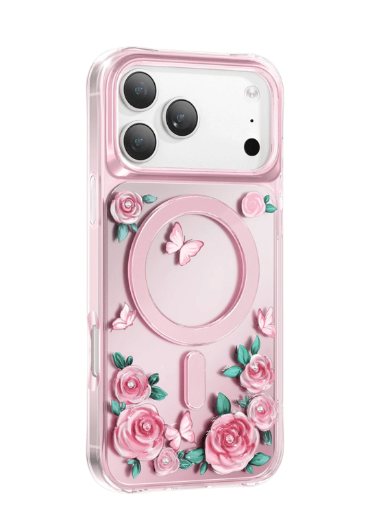 Keephone Apple iPhone 17 Pro Roseland Darbe Korumalı MagSafe Kılıf – Pembe
