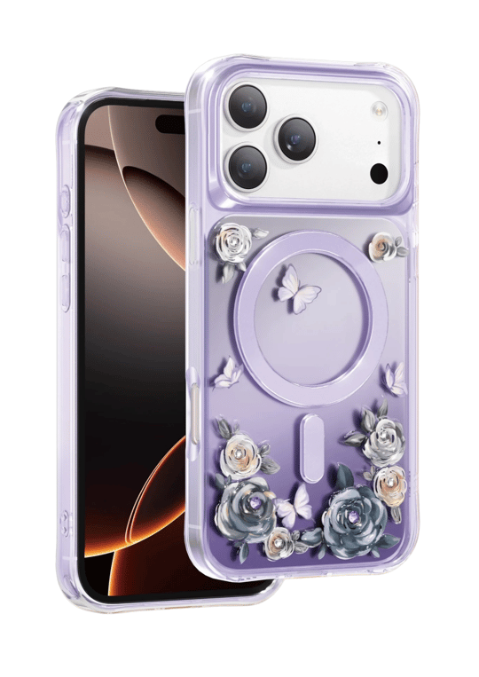 Keephone Apple iPhone 17 Pro Roseland Darbe Korumalı MagSafe Kılıf – Mor