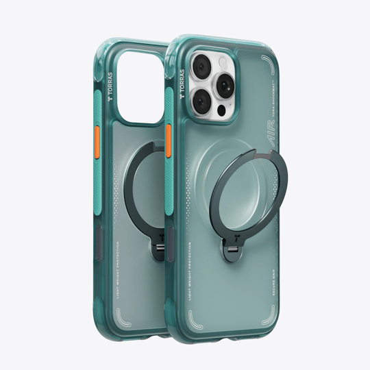 Torras iPhone 16 Pro Max Ostand Spin Air MagSafe Standlı Koruma Kılıf – Yeşil-Mavi