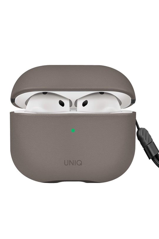 Uniq Apple Airpods 4 (4.nesil) Lyden DS Deri Kılıf - Titan Gri