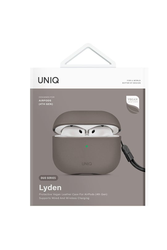 Uniq Apple Airpods 4 (4.nesil) Lyden DS Deri Kılıf - Titan Gri