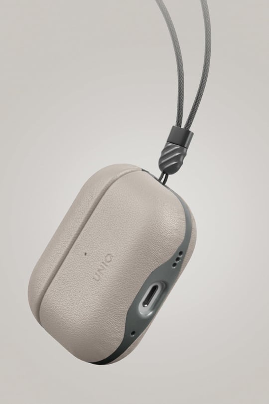 Uniq Apple Airpods Pro 2 (2.nesil) Lyden DS Deri Kılıf - Bej