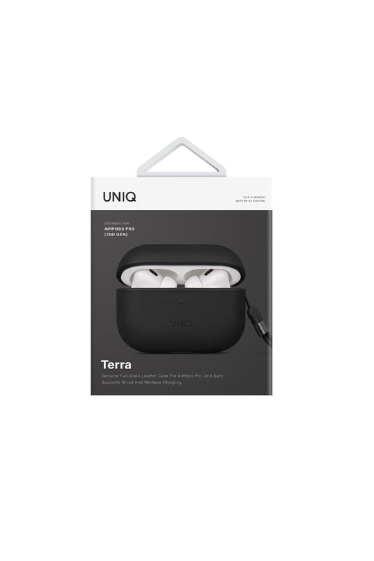 Uniq Apple Airpods Pro 2 (2.nesil) Terra Genuine Deri Kılıf - Siyah