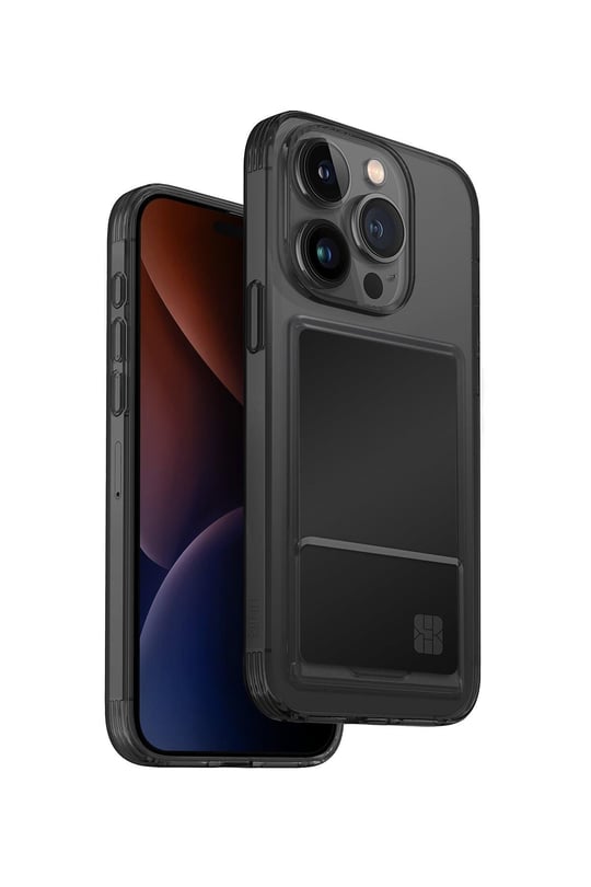 Uniq Apple iPhone 15 Pro Max Air Fender Kartvizitli Kapak - Füme