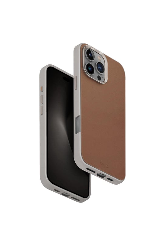 Uniq Apple iPhone 16 Pro MagSafe Uyumlu Lyden DS Deri Telefon Kılıfı – Gri