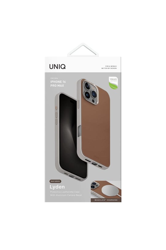 Uniq Apple iPhone 16 Pro MagSafe Uyumlu Lyden DS Deri Telefon Kılıfı – Gri