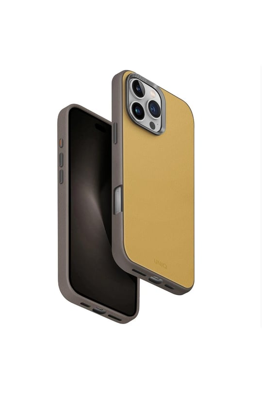 Uniq iPhone 16 Pro MagSafe Uyumlu Lyden DS Deri Telefon Kılıfı – Sarı