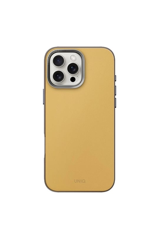 Uniq iPhone 16 Pro MagSafe Uyumlu Lyden DS Deri Telefon Kılıfı – Sarı