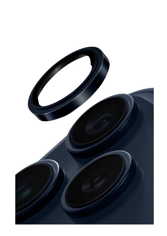 Uniq iPhone 17 Pro / 17 Pro Max Optix Sapphire Çelik Çerçeveli Kamera Lens Koruyucu – Lacivert
