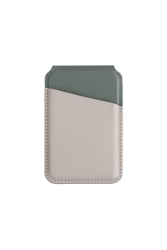 Uniq Lyden DS RFID Block Manyetik Kartlıklı MagSafe Uyumlu Deri Stant – Bej