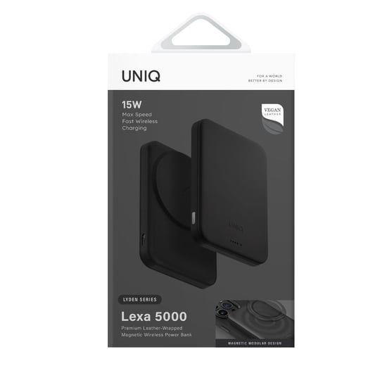 Uniq Lyden Lexa 5000mAh Manyetik MagSafe Kablosuz Powerbank PD Type-C – Siyah