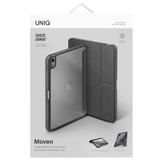 Uniq Moven iPad 2025 10.9 (10.nesil) Standlı, Katlanabilir Stand, İnce & Dayanıklı Tasarım Tablet Kılıfı – Gri