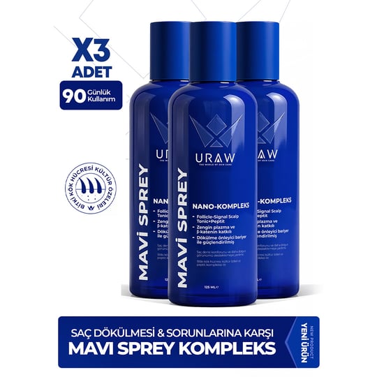 Mavi Sprey 3'lü Set ( Dermaroller Hediyeli )  - Saç Kökü Aktivasyonunu Destekleyen Gelişmiş Kompleks