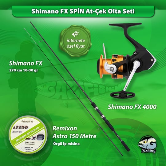 Shimano FX 270 + FX 3000 Spin At Çek Levrek Lüfer Olta Seti