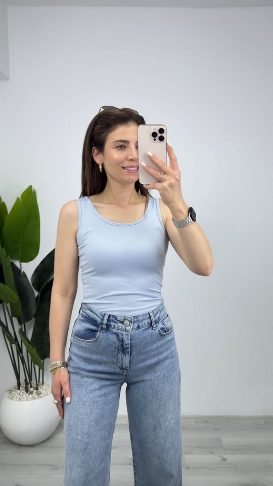 1515 Askılı Modal Atlet Bebe Mavi