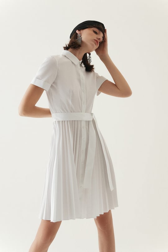 Beyaz Kuşaklı Midi Gömlek Elbise | Elbise | RUE