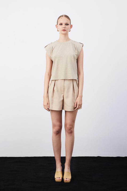 Cepli Bej Basic T Shirt