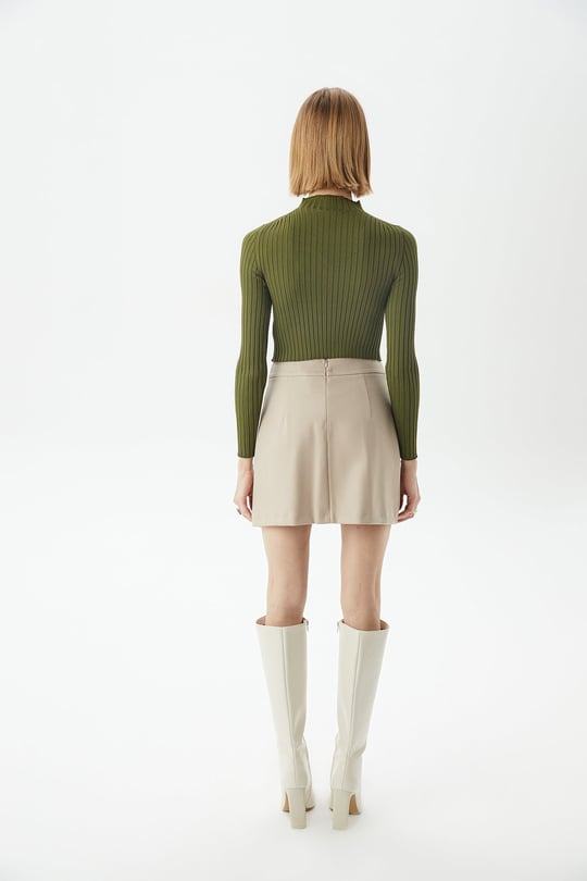 スカート Jade highwaist mini skirt BEIGE ANDMARY】Jade highwaist mini skirt