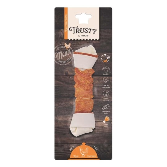 M-Pets Trusty Tavuklu ve Sığır Derili Düğümlü Köpek Çiğneme Kemiği 20.3 cm