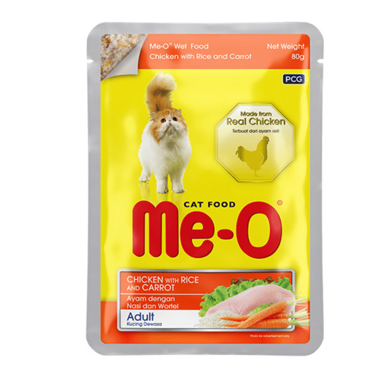 Me-O Pouch Tavuklu Havuçlu ve Pirinçli Yetişkin Kedi Konservesi 80 gr