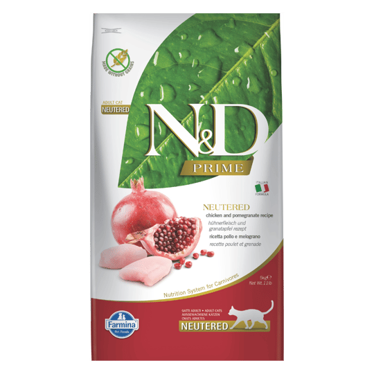 N&D Prime Tavuklu ve Narlı Tahılsız Kısırlaştırılmış Kedi Maması 5kg
