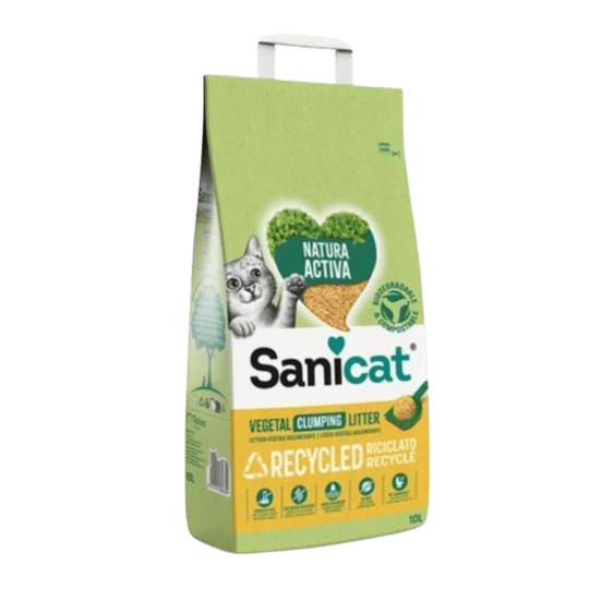 Sanicat Natura Activa Geri Dönüştürülmüş Bitkisel Topaklanan Kedi Kumu 10l