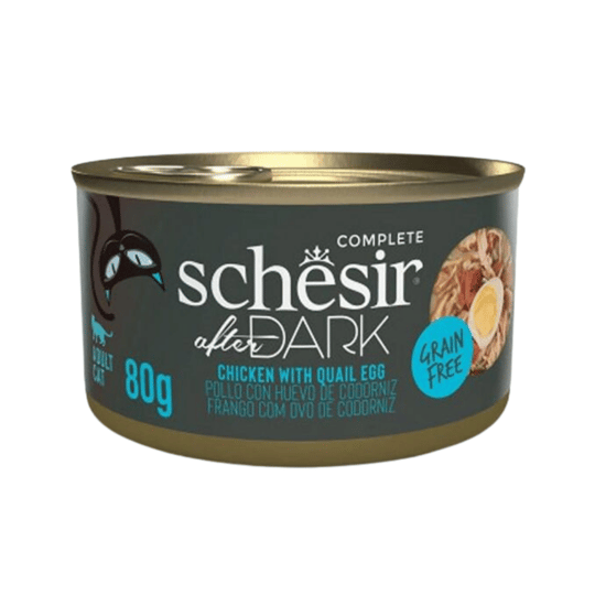 Schesir After Dark Et Suyunda Tavuklu ve Bıldırcın Yumurtalı Yetişkin Kedi Konservesi 80 gr