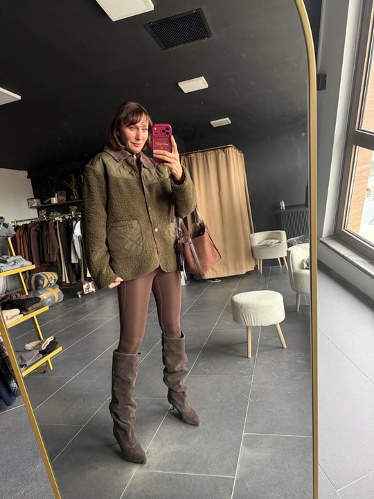 Barbur Haki Kapitone Peluş Mont 