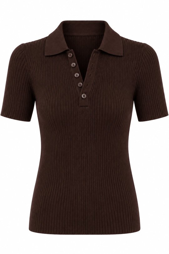 Polo Yaka Massi Yumoş Kahve Triko Tshirt