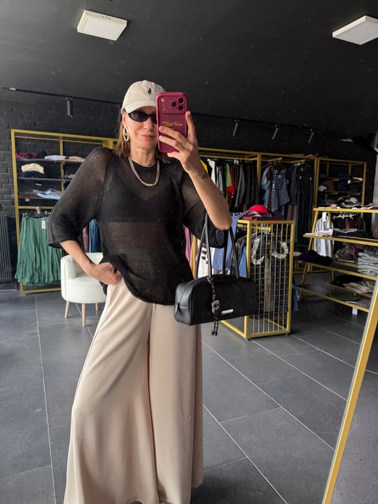 Sofia Siyah Bisiklet Yaka Fakir Kol Merserize Triko