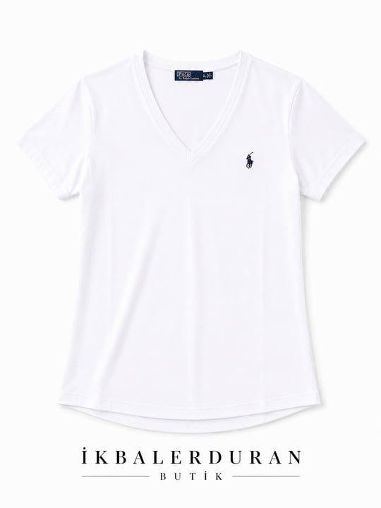 V Yaka Beyaz Tshirt