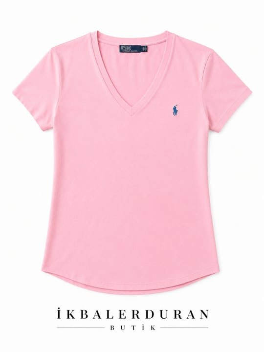 V Yaka Kiraz Çiçeği Tshirt