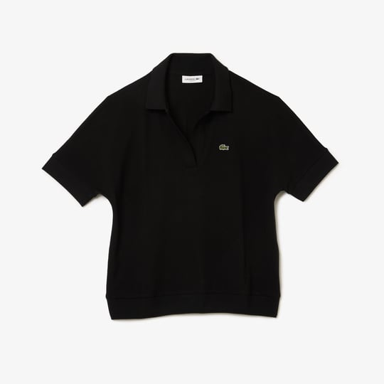 V Yaka Pike Kumaş Siyah Tshirt