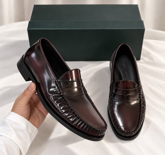 Bordo GG Orijinal Deri Loafer Ayakkabı