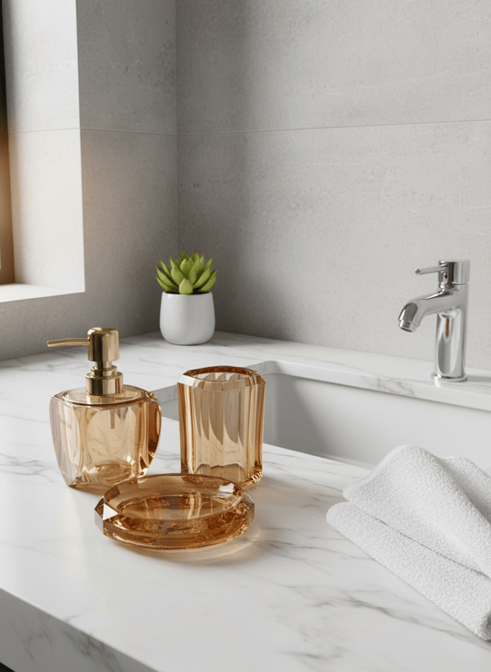 Banyo Seti Kristal Amber 3 Parça 